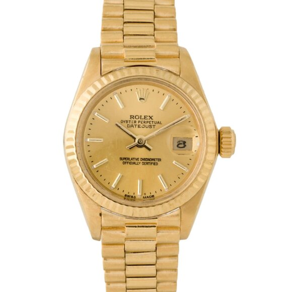 Rolex Ladies 18kt Yellow Automatic President Bracelet Watch - Picture 1 of 4